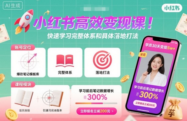 小红书高效变现课，快速学习小红书完整体系和具体落地打法-小艾项目网