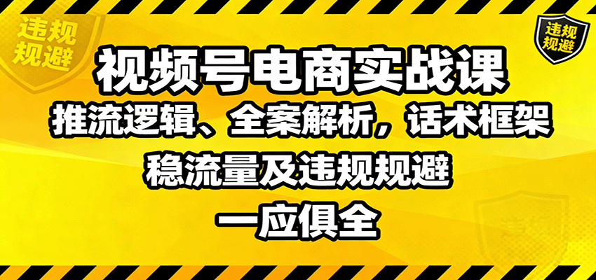 视频号电商实战课：推流逻辑、全案解析，话术框架，稳流量及违规规避等-小艾项目网