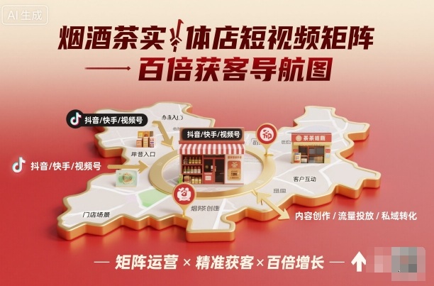 烟酒茶实体店短视频矩阵百倍获客导航图-小艾项目网