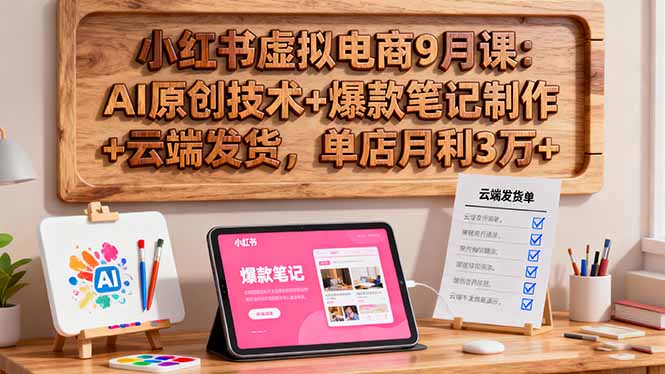 小红书虚拟电商9月课：AI原创技术+爆款笔记制作+云端发货，单店月利3万+-小艾项目网