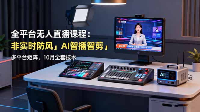 全平台无人直播课程：非实时防风＋AI智播智剪＋多平台矩阵，10月全套技术-小艾项目网