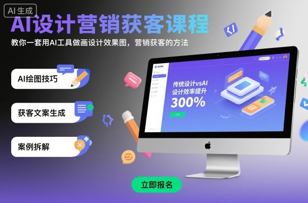 AI设计营销获客课程，教你一套用AI工具做画设计效果图，营销获客的方法-小艾项目网