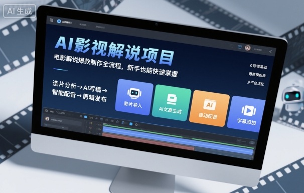 AI影视解说项目，电影解说爆款制作全流程，新手也能快速掌握-小艾项目网