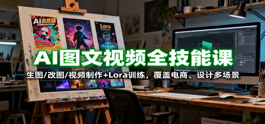 AI图文视频全技能课：生图/改图/视频制作+Lora训练，覆盖电商 、设计多场景-小艾项目网