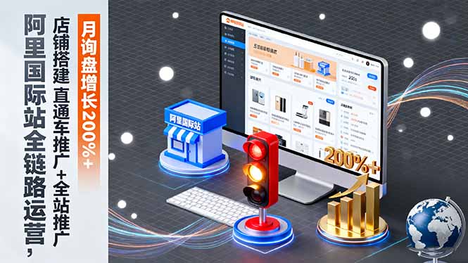 阿里国际站全链路运营，店铺搭建+直通车推广+全站推广，月询盘增长200%+-小艾项目网