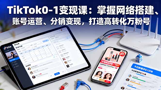 TikTok0-1变现课：掌握网络搭建、账号运营、分销变现，打造高转化万粉号-小艾项目网