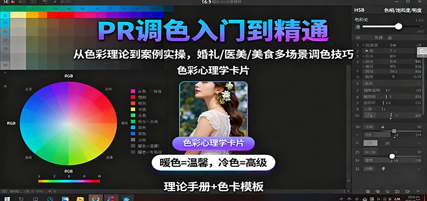 PR调色入门到精通：从色彩理论到案例实操，婚礼/医美/美食多场景调色技巧-小艾项目网