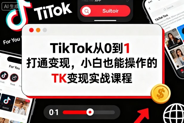 TikTok从0到1打通变现，小白也能操作的TK变现实战课程-小艾项目网
