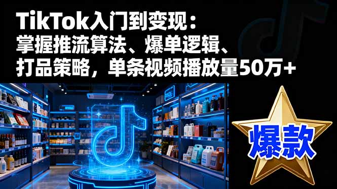 TikTok入门到变现：掌握推流算法、爆单逻辑、打品策略，单条视频播放量50w-小艾项目网