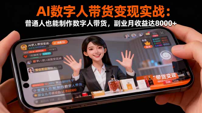AI数字人带货变现实战：普通人也能制作数字人带货，副业月收益达8000+-小艾项目网