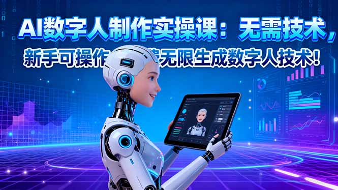 AI数字人制作实操课：无需技术，新手可操作，免费无限生成数字人技术！-小艾项目网