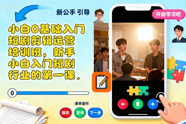 小白0基础入门短剧剪辑运营培训班，新手小白入门短剧行业的第一课-小艾项目网