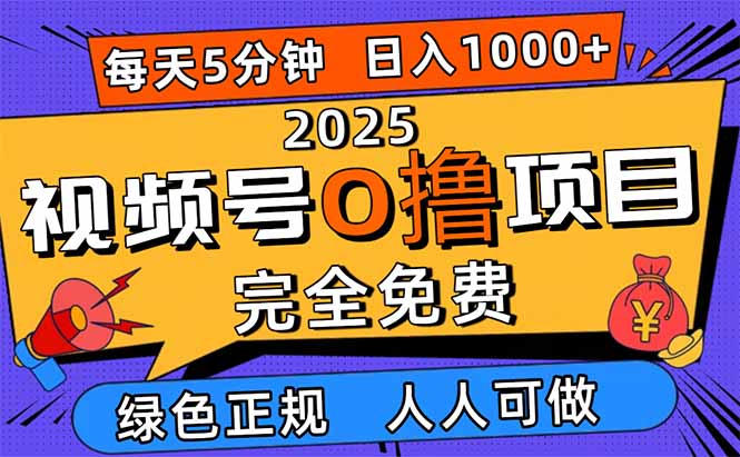 2025视频号0撸项目，5分钟一个号，日入1000+，人人可做-小艾项目网