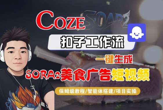 Coze扣子智能体工作流一键生成“SORA2美食广告“短视频，全流程保姆级教学-小艾项目网
