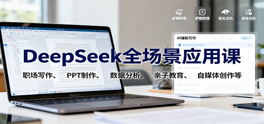 DeepSeek全场景应用课：职场写作、 PPT制作、数据分析、亲子教育、自媒体创作等-小艾项目网