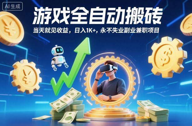 游戏全自动搬砖，当天就见收益，日入1K+，永不失业副业兼职项目【揭秘】-小艾项目网