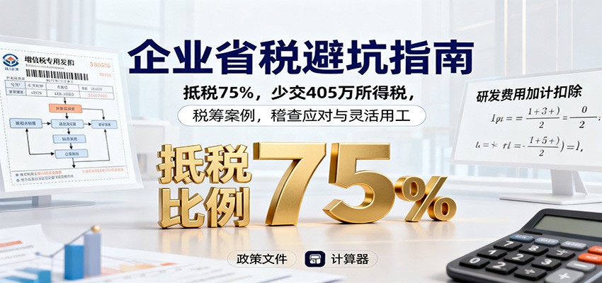 企业省税避坑指南：抵税75%，少交405万所得税，税筹案例，稽查应对与灵活用工-小艾项目网