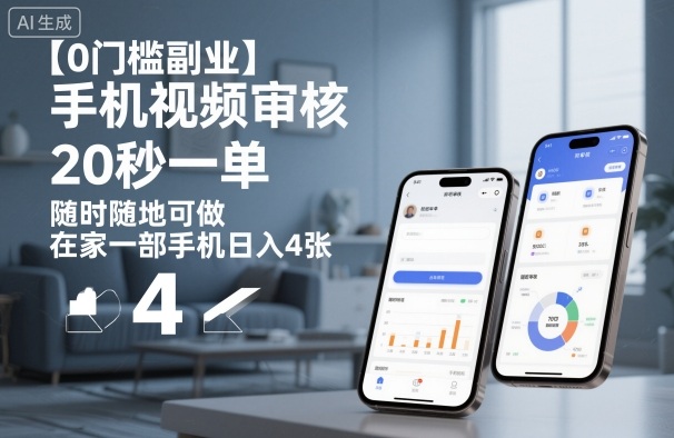 【0门槛副业】手机视频审核，20秒一单，随时随地可做，在家一部手机日入4张【揭秘】-小艾项目网