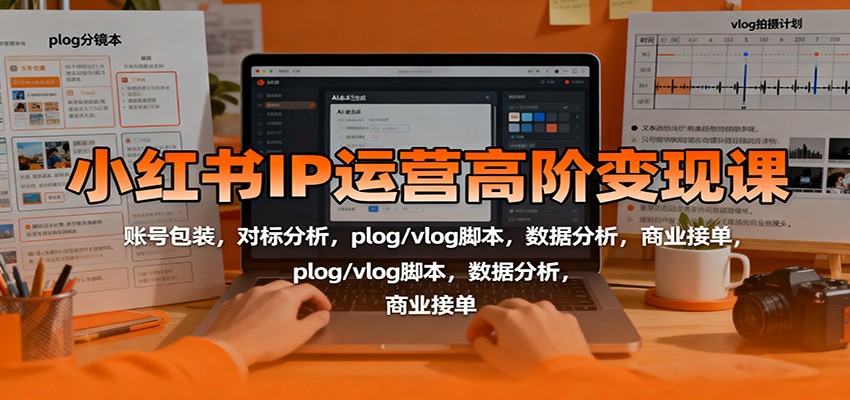 小红书IP运营高阶变现课：账号包装，对标分析，plog/vlog脚本，数据分析，商业接单-小艾项目网