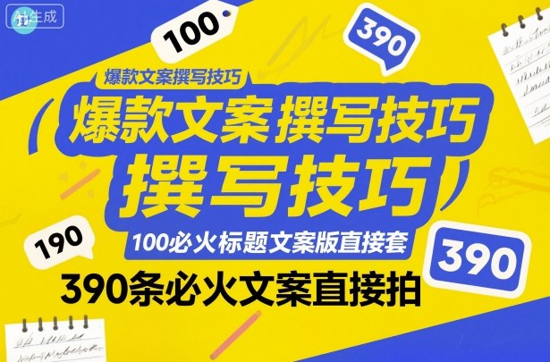 爆款文案撰写技巧，100个必火标题文案模版直接套，390条必火文案直接拍-小艾项目网