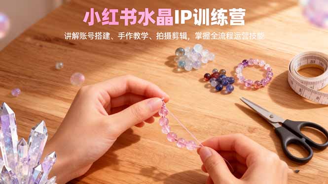 小红书水晶IP训练营，讲解账号搭建、手作教学、拍摄剪辑，全流程运营技能-小艾项目网