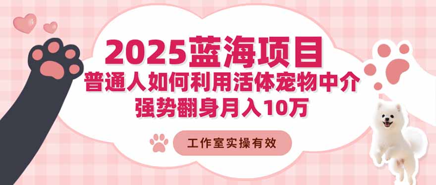 2025蓝海项目：普通人如何利用活体宠物中介，强势翻身月入10万-小艾项目网