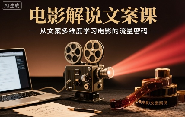 电影解说文案课，从文案多维度学习电影的流量密码-小艾项目网