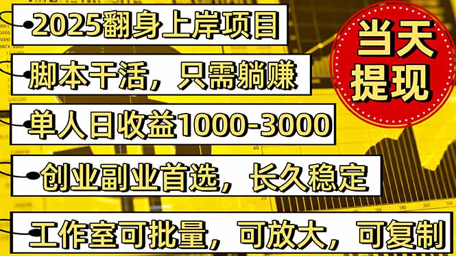 2025翻身上岸项目脚本干活，内部客户经理内部开号，单人日收益1000-300…-小艾项目网