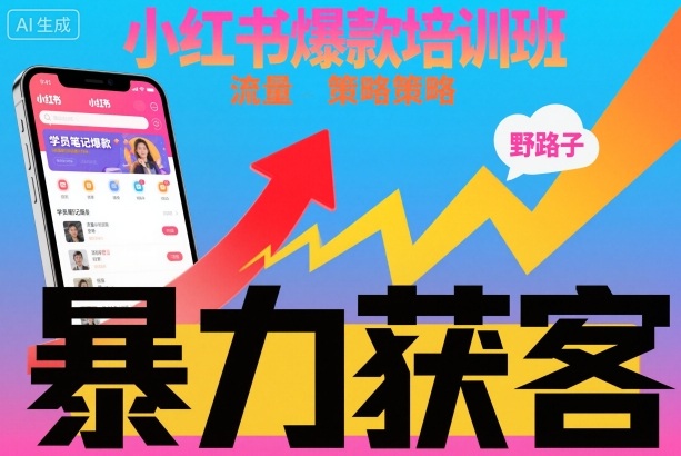 小红书爆款培训班，小红书获客野路子流量打法，暴力持续获客-小艾项目网