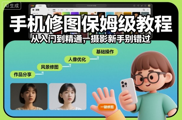 手机修图保姆级教程，从入门到精通，摄影新手别错过-小艾项目网
