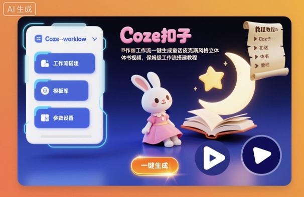 Coze扣子工作流一键生成童话皮克斯风格立体书视频，保姆级工作流搭建教程-小艾项目网