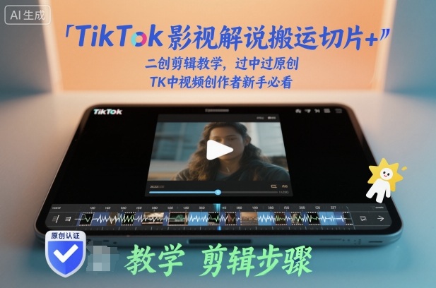 TikTok影视解说搬运切片+二创剪辑教学，过中过原创，TK中视频创作者新手必看-小艾项目网