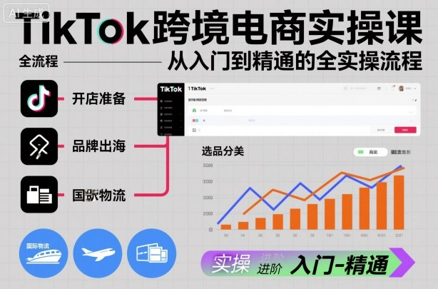 TikTok跨境电商实操课，从入门到精通的全实操流程-小艾项目网