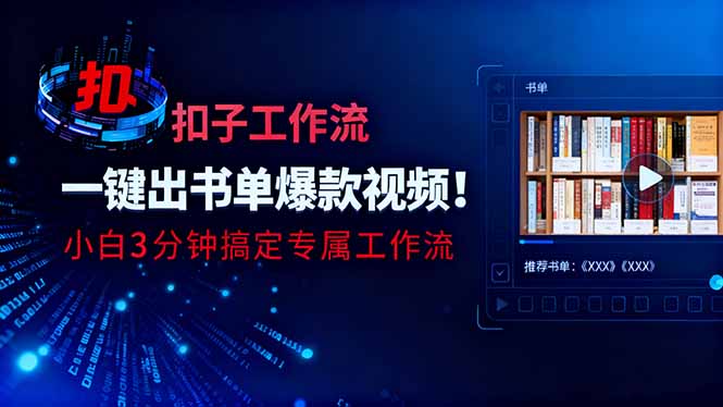 利用扣子工作流一键生成书单爆款视频，小白三分钟搞定专属工作流-小艾项目网