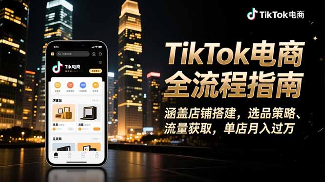 TikTok电商全流程指南，涵盖店铺搭建、选品策略、流量获取，单店月入过万-小艾项目网
