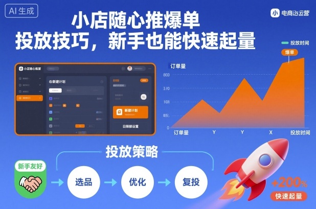 小店随心推爆单投放技巧，新手也能快速起量-小艾项目网