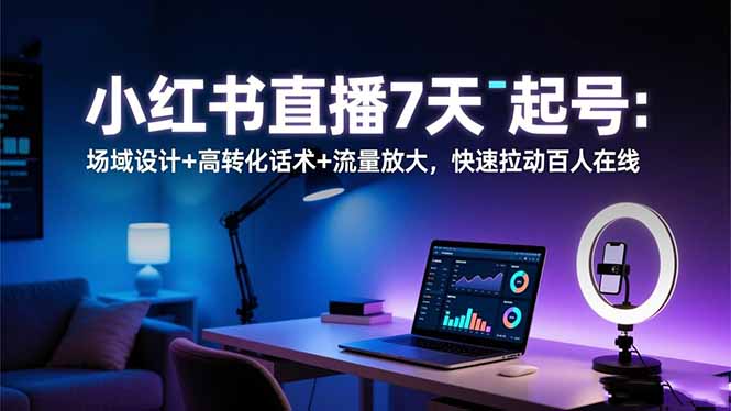 小红书直播7天起号：场域设计+高转化话术+流量放大，快速拉动百人在线-小艾项目网