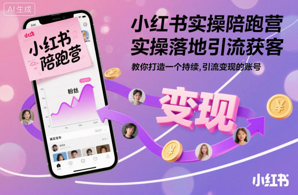 小红书实操陪跑营，实操落地引流获客，教你打造一个持续引流变现的账号-小艾项目网