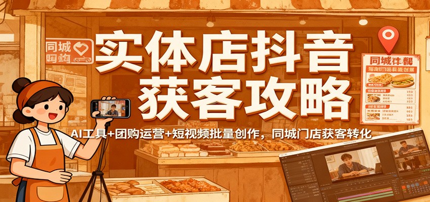 实体店抖音获客攻略：AI工具+团购运营+短视频批量创作，同城门店获客转化-小艾项目网