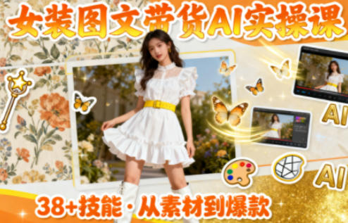 女装图文带货的AI实操课，覆盖38个实用技能，快速提升素材制作效率-小艾项目网