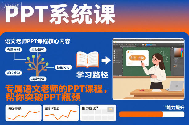 PPT系统课，专属语文老师的PPT课程，帮你突破PPT瓶颈-小艾项目网