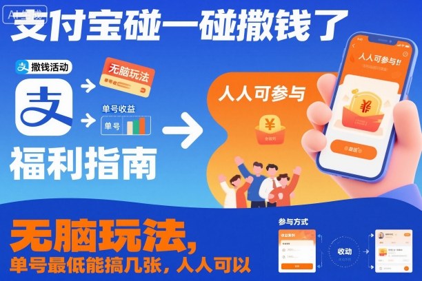 支付宝碰一碰撒钱了，无脑玩法，单号最低能搞几张，人人可以撸【揭秘】-小艾项目网