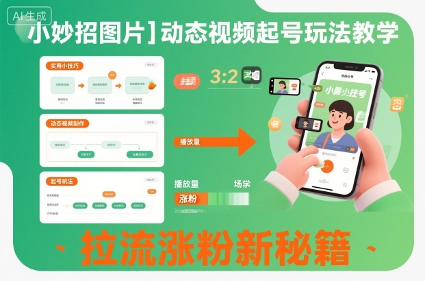 小妙招图片＋动态视频起号玩法教学，拉流涨粉新秘籍-小艾项目网