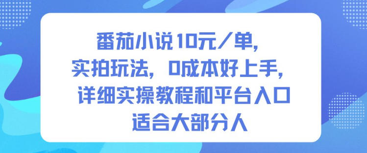番茄小说10米每单，实拍玩法，0成本好上手，详细实操教程和平台入口适合大部分人-小艾项目网