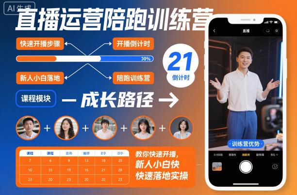 直播运营陪跑训练营，教你快速开播，新人小白快速落地实操-小艾项目网