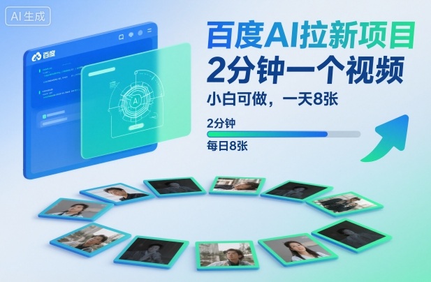 百度AI拉新项目，2分钟一个视频，小白可做，一天8张【附案例+保姆级教程】-小艾项目网