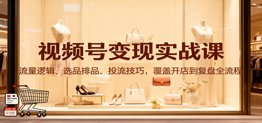 视频号变现实战课：流量逻辑、选品排品、投流技巧，覆盖开店到复盘全流程-小艾项目网