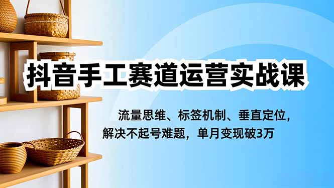 抖音手工赛道运营实战课，流量思维、标签机制、垂直定位，解决不起号难题，单月变现破3万-小艾项目网
