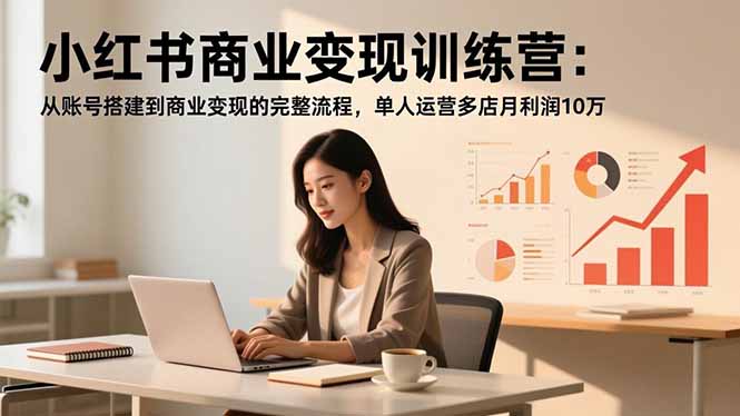 小红书商业变现训练营：从账号搭建到商业变现的完整流程，单人运营多店月利润10万-小艾项目网