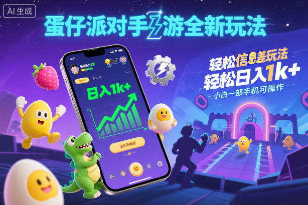 蛋仔派对手游全新玩法，轻松日入1k+，风口信息差玩法，当天见收益，小白一部手机可操作-小艾项目网